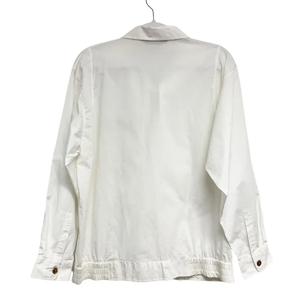 Vintage Pierre Cardin Size L White Zip Up Snap Button Light Jacket